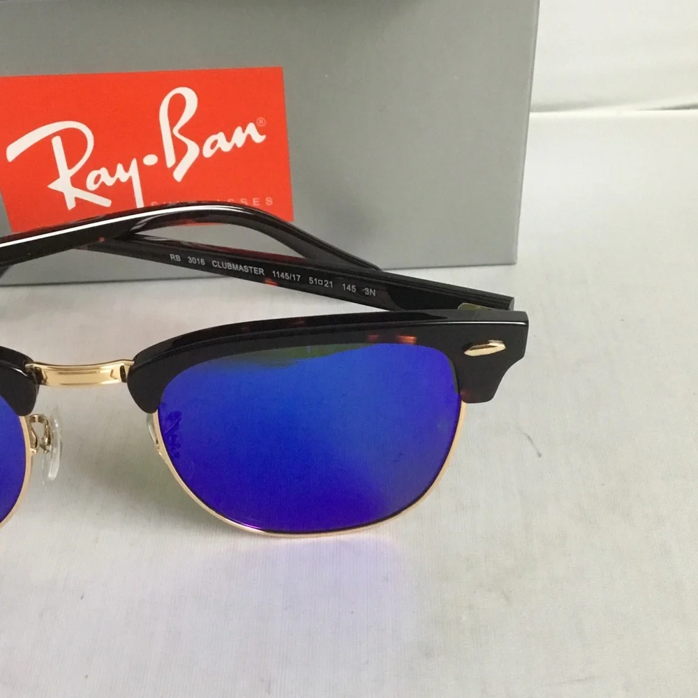 Ray-Ban Clubmaster with Blue Lenses Sunglasses.